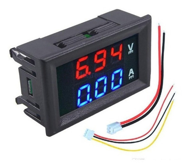 Voltimetro Amperimetro Panel 99.9v 10a Displ Rojo Azul Full 0