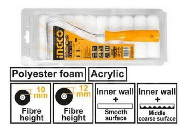 Kit Mini Rodillo Ingco 12 En 1 Rodillo Y Repuesto Ub 0