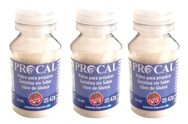 Pack X 3 Gelatina Sin Sabor X42gr Sin Tacc Procal 0