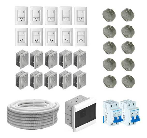 Kit Instalación Domiciliaria + Caño Corrugado+ Llaves Kalop 0