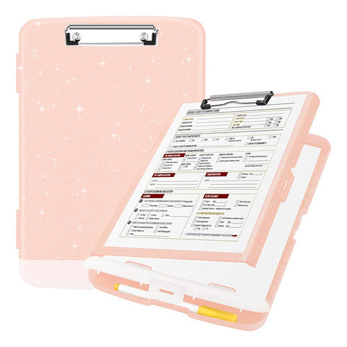 Portapapeles Glitter Con Almacenamiento Interno - Rosa Claro 0