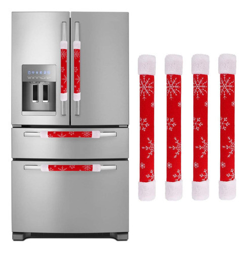Juego De 4 Manijas De Heladera Decoración Navidad Copo Nieve 0