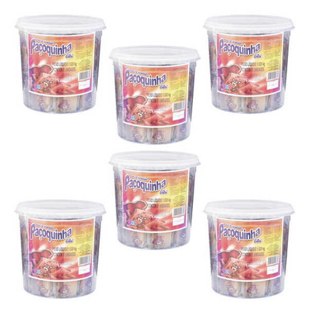 6 Potes Doce Embrulhado Individual Paçoca Gibi 1,020 Kg Cada 0