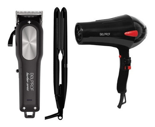 Kit Maquina Corte Planchita De Pelo + Secador 1800w Belprof 0