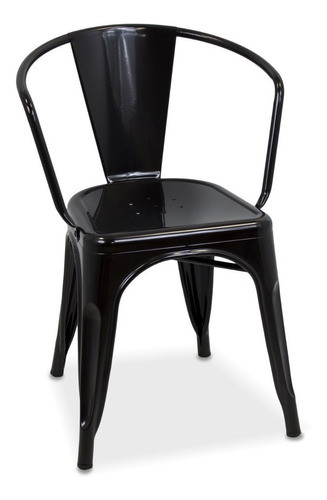 Silla Tolix Con Apoyabrazo Color Negra Reforzada Tipo Sillon 0