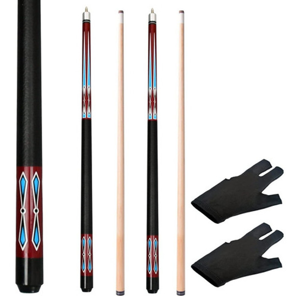 2 Tacos De Billar De Madera Arce Con Envoltura De Lino-rojo 0