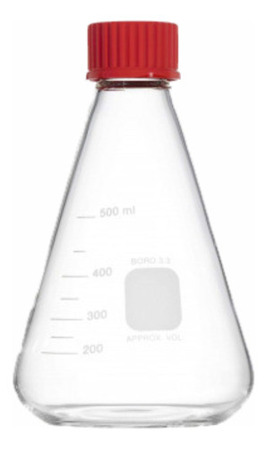 Erlenmeyer Con Tapa De 500ml Graduado De Vidrio Boro 3.3 0