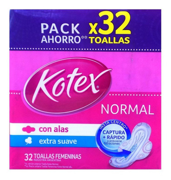 Toalla Normal Con Alas Extra Suave X 32 Kotex 0
