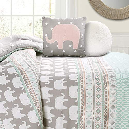 Exuberante Decoración Elefante Rayas Juego De Edredón De 4 P 0