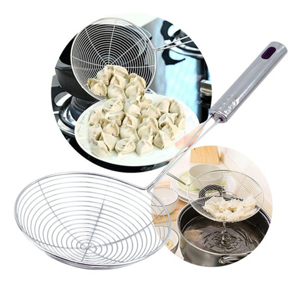 Espumador Colador Filtro Cucharon Freidor Acero Inoxidable 0