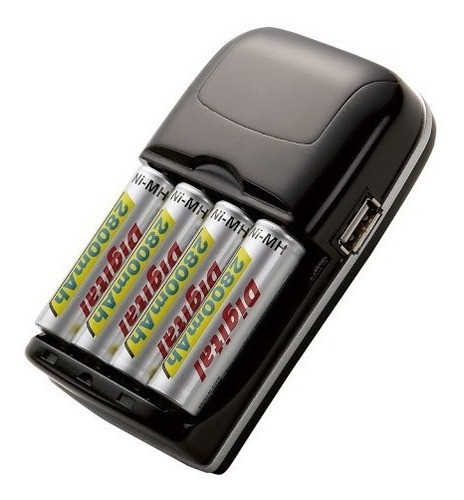 Cargador Rápido 2 A 4  Pilas Aa/aaa Puerto Usb Temporizador 0