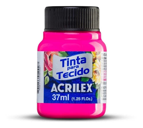 Pintura Para Tela Fluorescente Rosa Acrilex 37ml - Mosca 0