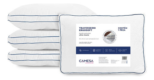Travesseiros Ergosoft Hotel Camesa Macio Ergonômico 0