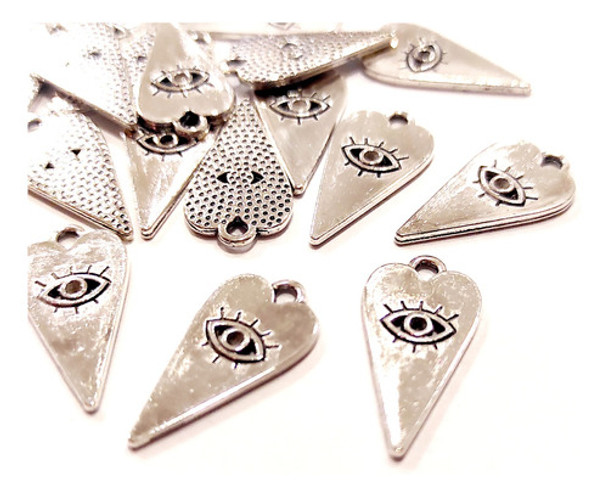 50 Dijes Corazón Ojo Protector (1) De Metal Artesanias Bijou 0
