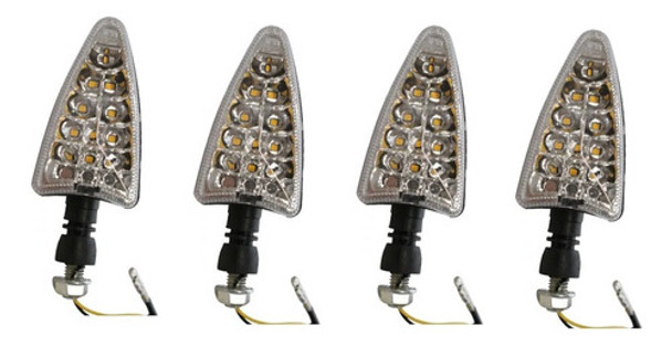 Kit 4 Faros Giro Guiño Led Moto Ambar 12v Trasero Delantero 0