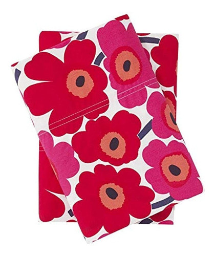 Par De Fundas De Almohada Marimekko Mini Unikko, King, Rojo 0