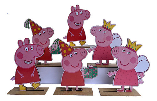 Kit Display De Mesa 6 Peças Para Festa Peppa Pig Mdf 0