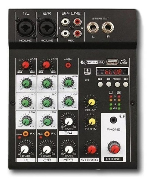 Mixer Consola 4 Canales Bluetooth Usb Efectos Mp3 Dj Ross M4 0