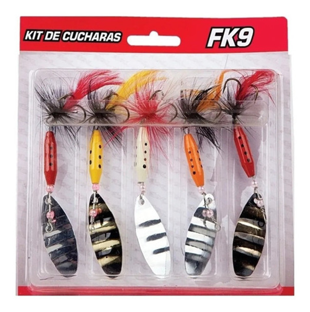 Kit 5 Cucharas Giratorias Waterdog Spinning Mosca Trucha Fk9 0