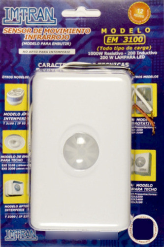 Sensor De Movimiento Embutir Imtran 0