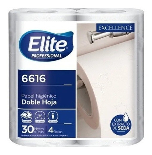 Papel Higiénico Elite Doble Hoja 30 Metros Pack X 4 Un. 6616 0