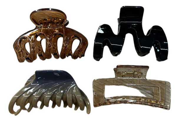 Kit 4 Presilhas Prendedores Piranhas De Cabelo Em Acrílico 0