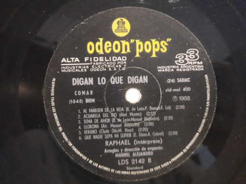 Vinilo Raphael. Digan Lo Que Digan 0