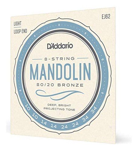 Cuerdas De Mandolina De Bronce D'addario Ej62 80/20, Ligeras 0