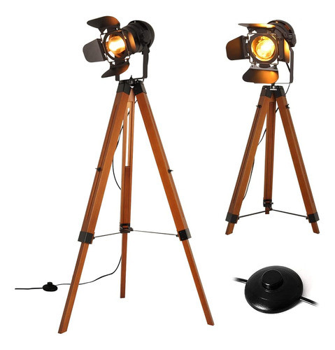 ~? Zompoo Industrial Trípode Lámpara De Pie Para Sala De Est 0