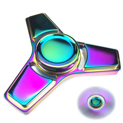 Arco Iris Aleación Mano Spinner Tri Fidget Enfoque Juguete E 0