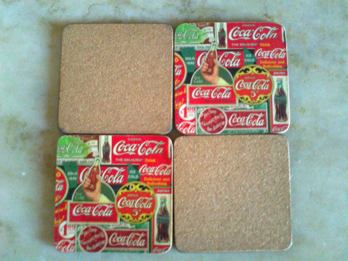 Coca Cola Coleccionable, 4 Posavasos Reverso Corcho 0