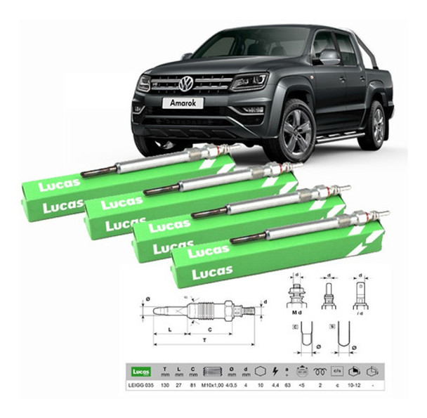 Kit Bujias Precalentamiento Amarok 2.0 Tdi X4 0
