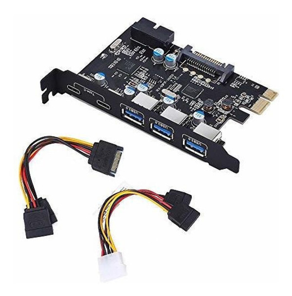 Tarjeta Yeeliya Pci-e A Usb 3.0 Tipo C (2), Tipo A (3) Tarje 0