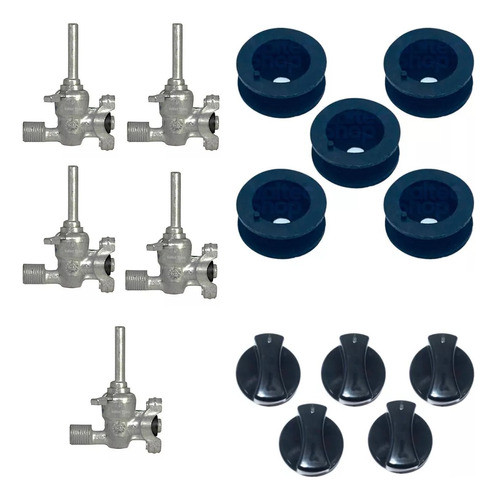 Registro + Botão + Vedação Fogão Cooktop Fischer | 5 Cada 0