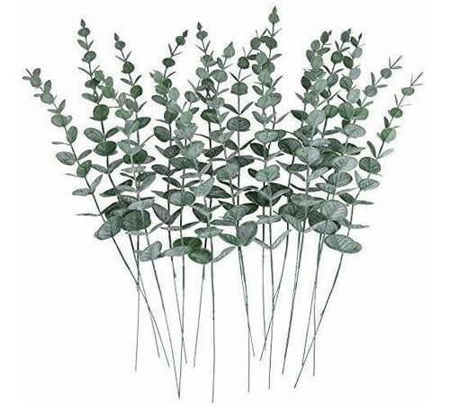 Cewor 24pcs Tallos De Hojas De Eucalipto Artificiales Ramas 0