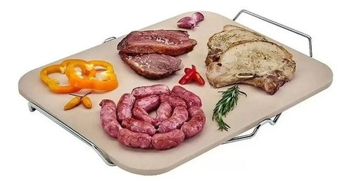 Tábua De Pedra Para Servir Carne Retangular C/ Suporte 0