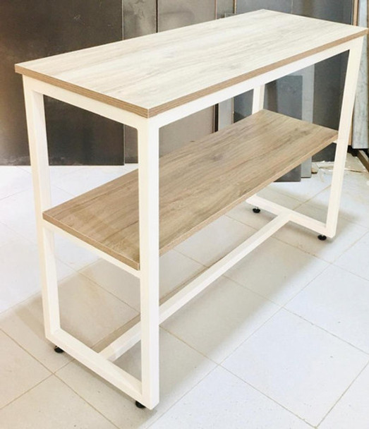 Mesa Arrime Recibidora Hierro Madera 100x30x77 Con Estante 0