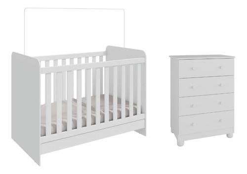Berço E Cômoda Infantil Moveis Peroba Junior Mdf Branco 0