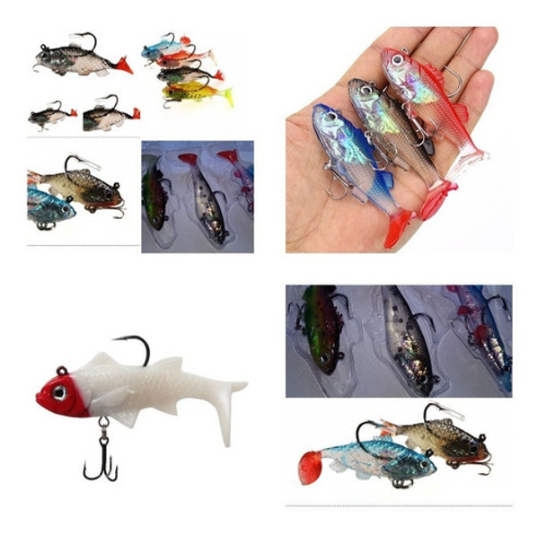 4  Pescaditos Silicona  - Divinos! Tremenda Accion De Nado! 0