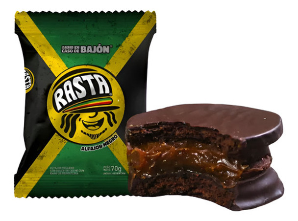 Alfajor Bajonero Negro Rasta Con Dulce De Leche 70g 0