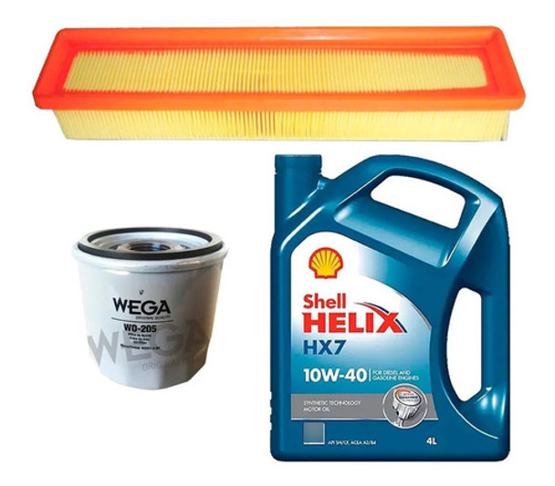 Kit Filtros Wega + 10w40 Shell Helix Hx7 Renault Clio 1.2 0