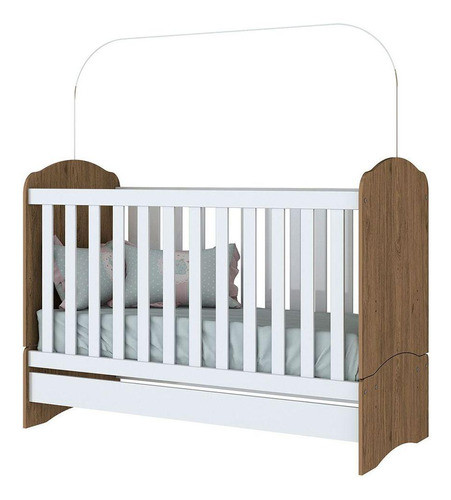 Berço Henn Mini Cama Bala De Menta I02 Rustico Com Branco 0