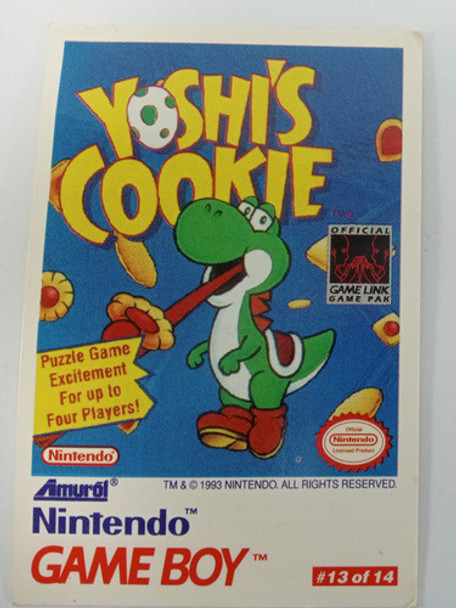 Card Carta Jogo Yoshi Cookie Console Game Boy Original 1993 0