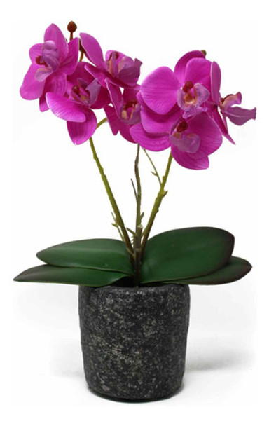 Orquidea Artificial Fucsia Con Maceta 26cm 0