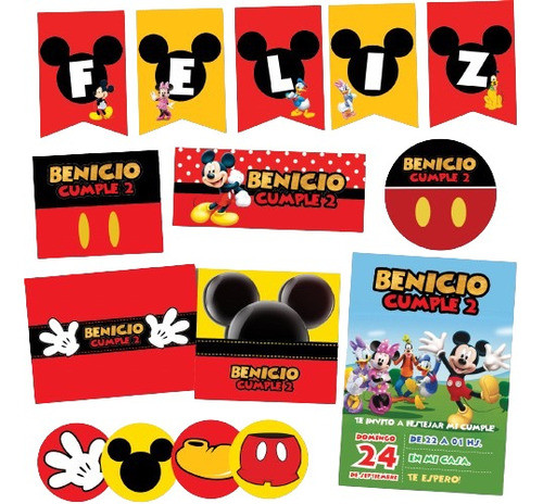 Kit Imprimible Personalizado Mickey Candy Deco Invitacion 0