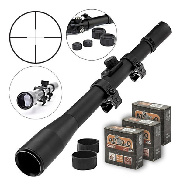 Mira Telescopica 4x20 Rifle Aire Comprimido 5.5 + Montajes 0