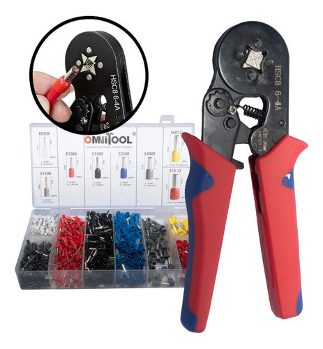 Kit Alicate Crimpar Box Com 1200 Terminal Ilhós 0,25 A 10mm 0