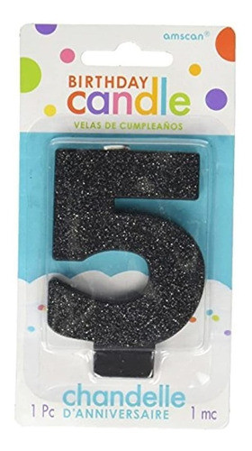 Amscan 5 Birthday Glitter 3.25  Numeral Candle Suministros P 0