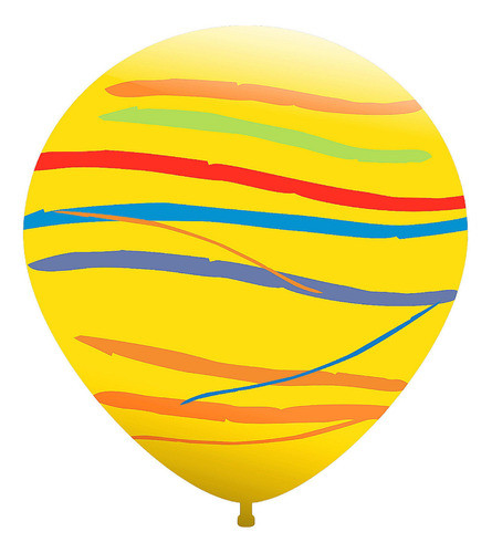 Piñata Globo Super 24  Rayada Amarillo X1u - Cotillón Waf 0