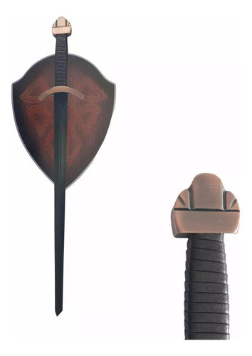 Espada Lagertha Lâmina Preta Vikings C/ Suporte De Parede 0